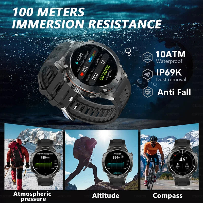 2025 New GUHUAVMI IOS Ultra GPS Smart Watch 10ATM Waterproof Built-in Dual-band GNSS Compass Military Sports Men SWIM Bracelet