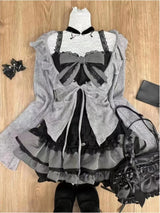 Spring Y2K Princess Outfits Women 2 Piece Sets Sweet Kawaii Bow Tops + Lace Pleated Skirt Female Retro Chic Preppy Style Clothes