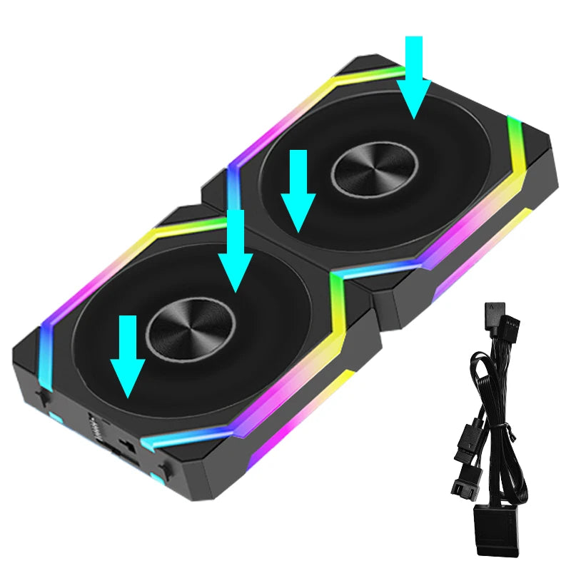 JUMPEAK CS120 ARGB Cooling Fan 360mm 240mm Modular Stackable Splicing PWM Silent 120mm RGB Fans For Gaming PC Case Water Cooler