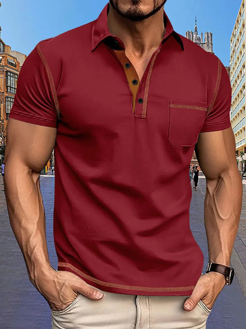 Men's Contrast Stitch Polo Shirt | Breathable Summer Fit