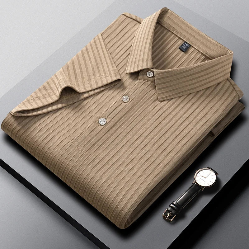 Men's Striped Polo Shirt – Breathable Summer Style