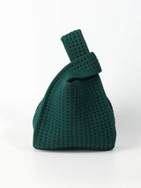 Handmade Knit Handbag Women Mini Shoulder Bag Female Casual Color Wide Stripe Plaid Tote Bag Student Cell Phone Package