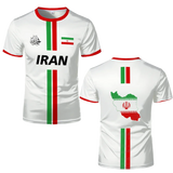 Iran Football Jersey Summer Sports Breathable Quick-drying O-Neck Short Sleeve T-shirt Iranian Flag Map Pattern Unisex Tops Gift