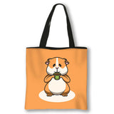 Kawaii Pet Guinea Pig Hamster Print Shoulder Bag Women Casual Handbags Large Capacity Totes Bag Eco Reusable Shopping Bags Gift