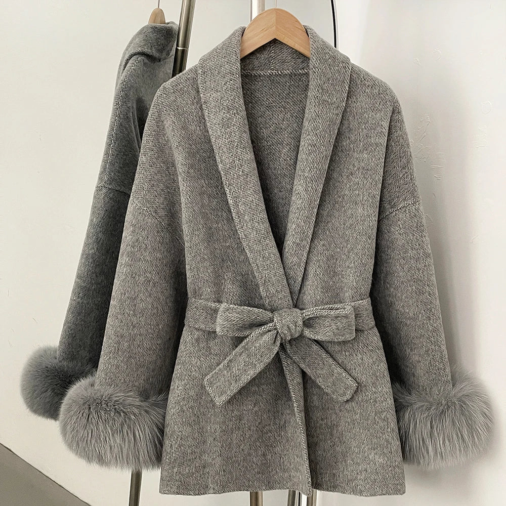 Double-Sided Wool & Fox Fur Jacket
