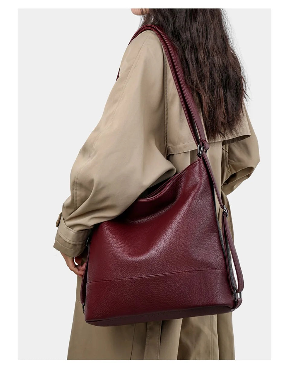 Top Quality Leather Backpack Women Bagpack Female Large Capacityf or Commute Travel School Backpack Shoulder Bags for Women Sac
