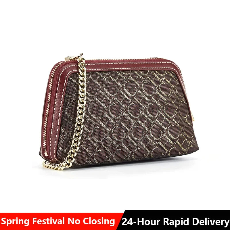 Letter Printed Suede-Style Luxury Chain Shoulder Bag