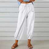 Women's High-Waist Cotton Linen Pants
