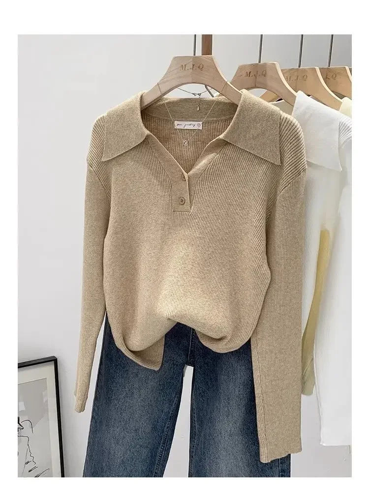 Women's Polo Collar Knit Sweater