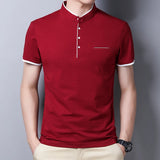 Men's Stand Collar Polo Tee – Solid, Anti-Wrinkle