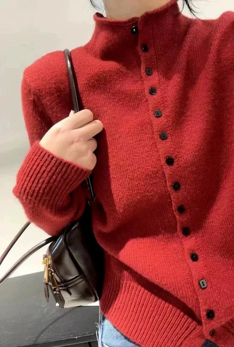 Women's Stand Collar Knit Cardigan Sweater