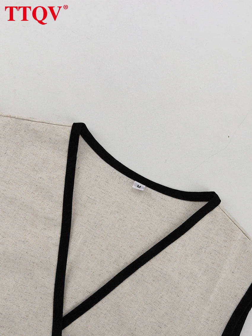 TTQV Summer Slim Khaki Cotton 2 Piece Set Woman Outfit 2025 Fashion Sleeveless Crop Top With High Waist Shorts Set Streetwear