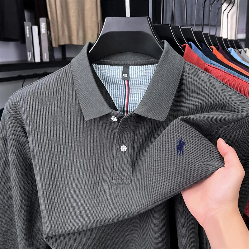 Premium Cotton Embroidered Long Sleeve Polo Shirt