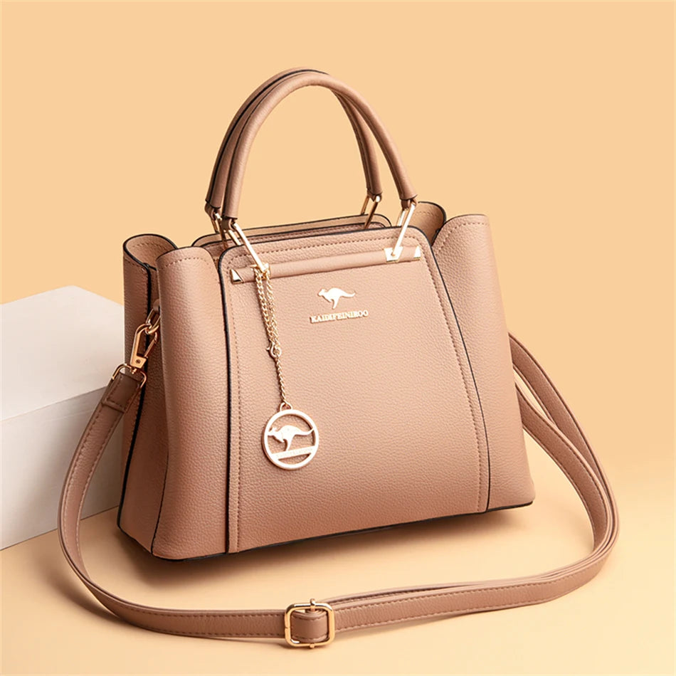 Luxury Triple-Layer Leather Tote & Crossbody