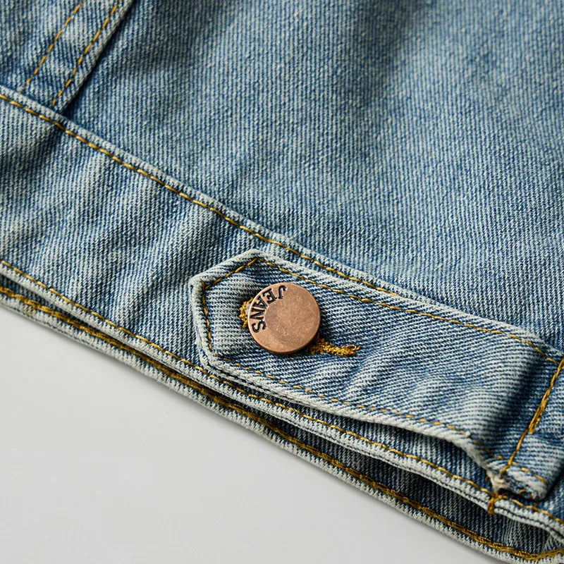 Unisex Retro Hong Kong Style Denim Vest Casual Fashion Sleeveless Waistcoat Trendy Loose Streetwear Outerwear Vest Tops Men