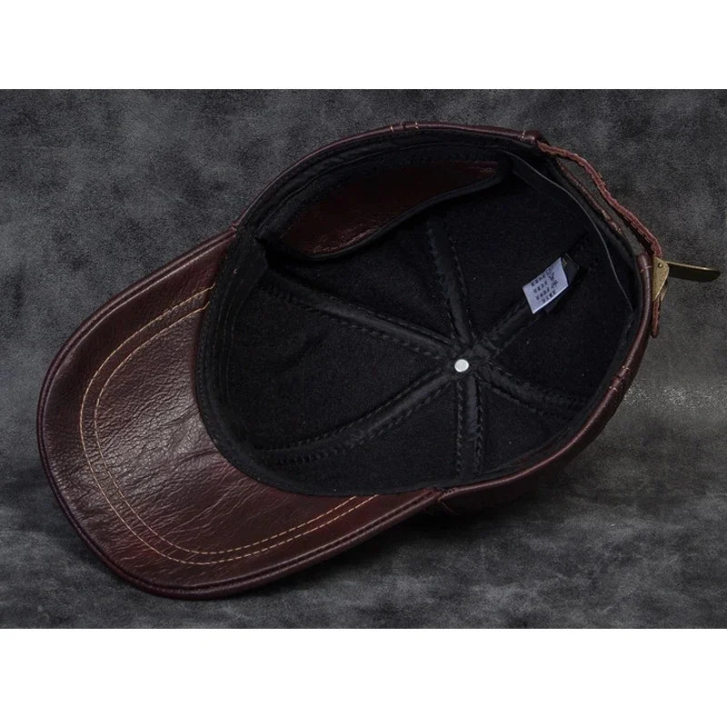 Men's Genuine Leather Baseball Cap | Eagle Print