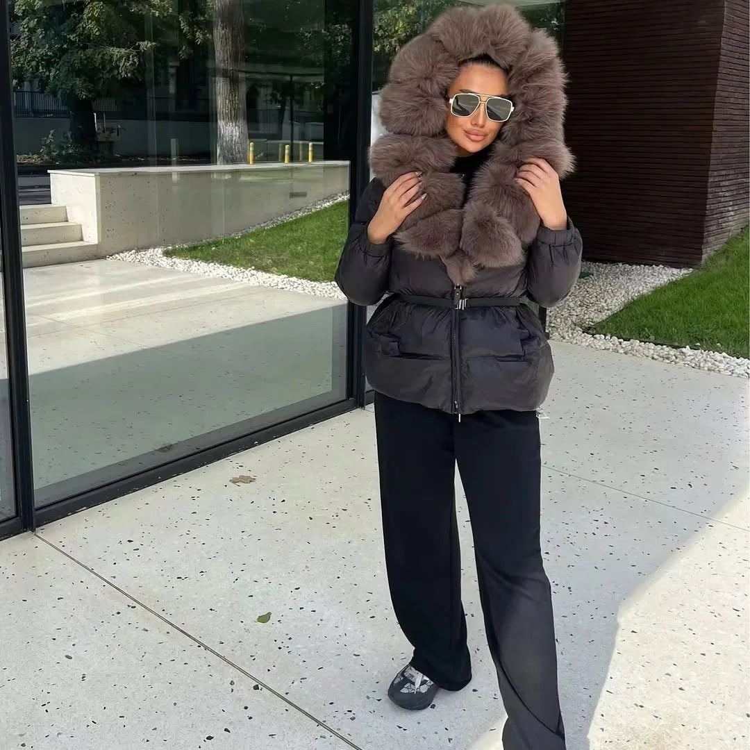 Real Fox Fur Hooded Duck Down Puffer