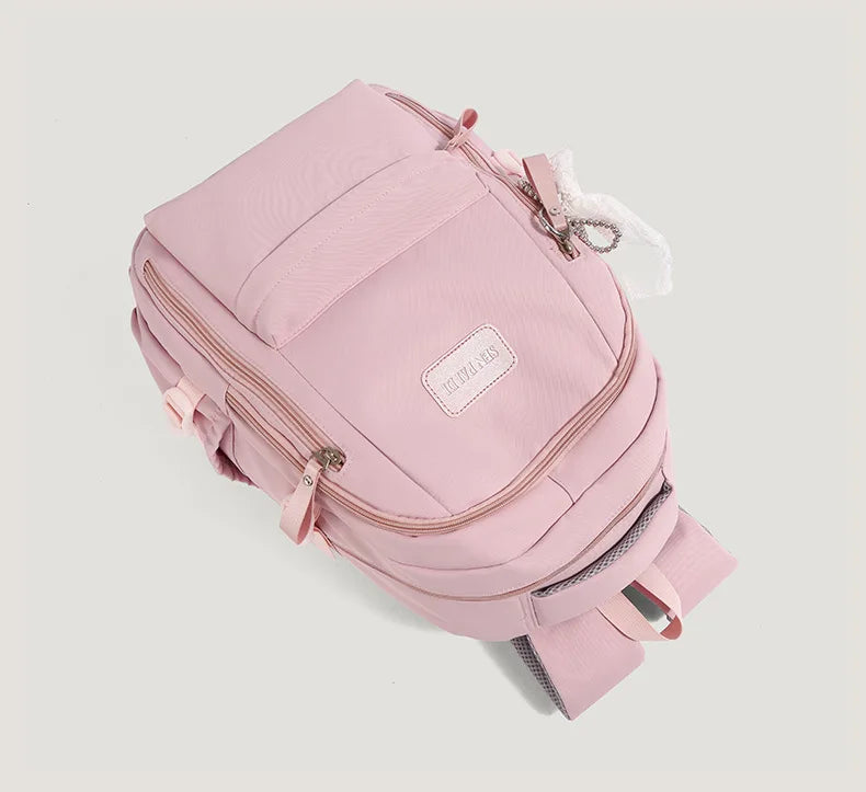 New Female High Capacity Waterproof College Backpack With Lace Pendant Trendy Women Laptop School Bags Cute Girl Travel Book Bag
