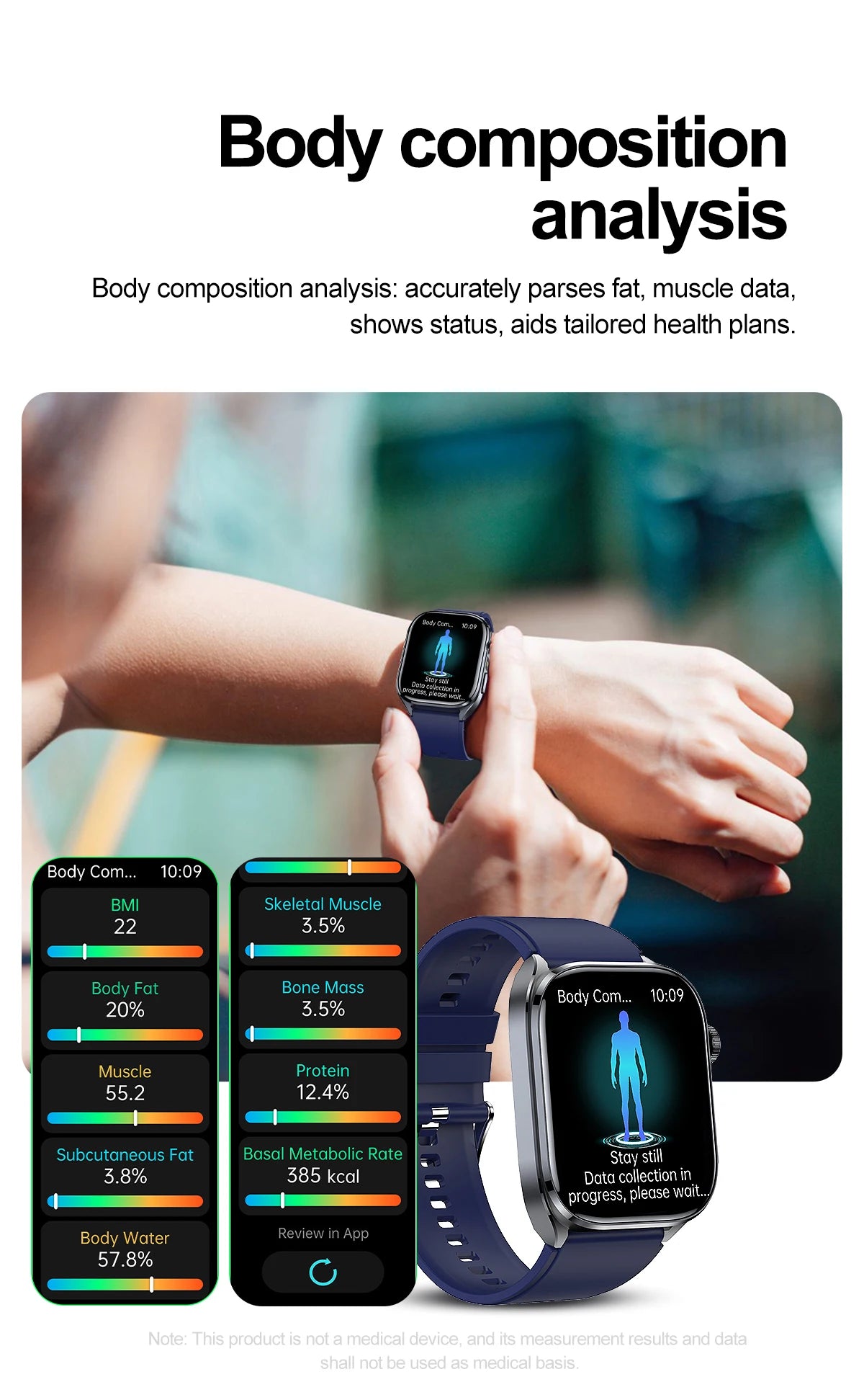 ECG+PPG Health Smartwatch – AI Body Analysis & BT Calling