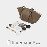 New Women's Large Capacity Cowhide Tote Fashionable Bat Wing Design Genuine Leather Handbag for Commuting Versatile Ladies Bag