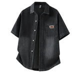 Men's Denim Shirt Summer Fashion Breathable Cotton Blend Short Sleeve Shirt Street Trendy Daily Outing Comfortable Jean Shirt
