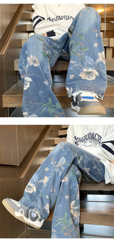 Men’s Vintage Floral Wide-Leg Denim