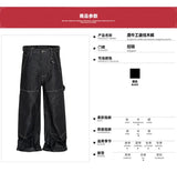 MIJKO Black Original Cow Jeans Wood Trousers Bright Line Design Comfortable Fit Workwear Casual Pants ZJ118