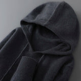 DjzDsm Autumn Winter Men's Sweater 100% Merino Wool Thick Hooded Pullover Soft Knitwear Casual Comfort Wool Clothing Tops