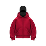 2025 Men's and Women's Balaclava Y2K Gothic Harajuku Winter Fashion Double Hooded Sportswear Men's Hooded Mask Zipper Sportswear