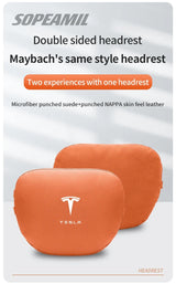 Car Double-Sided Suede Leather Headrest Neck Support Pillow Seat Waist Cushion Tesla Cybertruck Model 3 Model Y Model S Model X