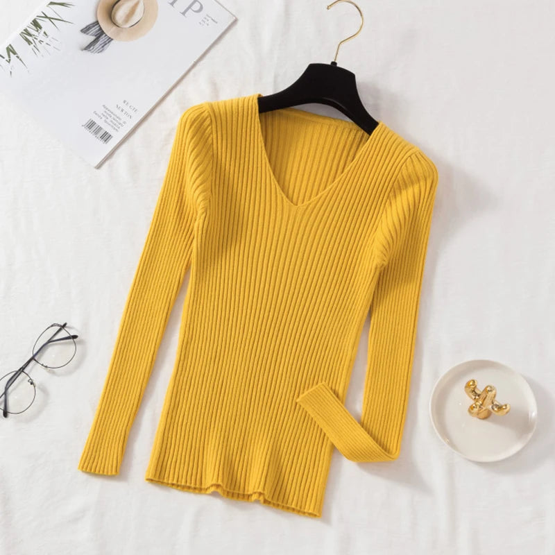 Women's V-Neck Knit Pullover Sweater