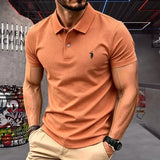 Men's 100% Cotton Polo Shirt — Embroidered Short Sleeve Golf Top