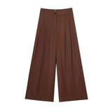 2-Piece Sleeveless V-Neck Trouser Set with Belt – Summer Commuter Wide Leg Suit