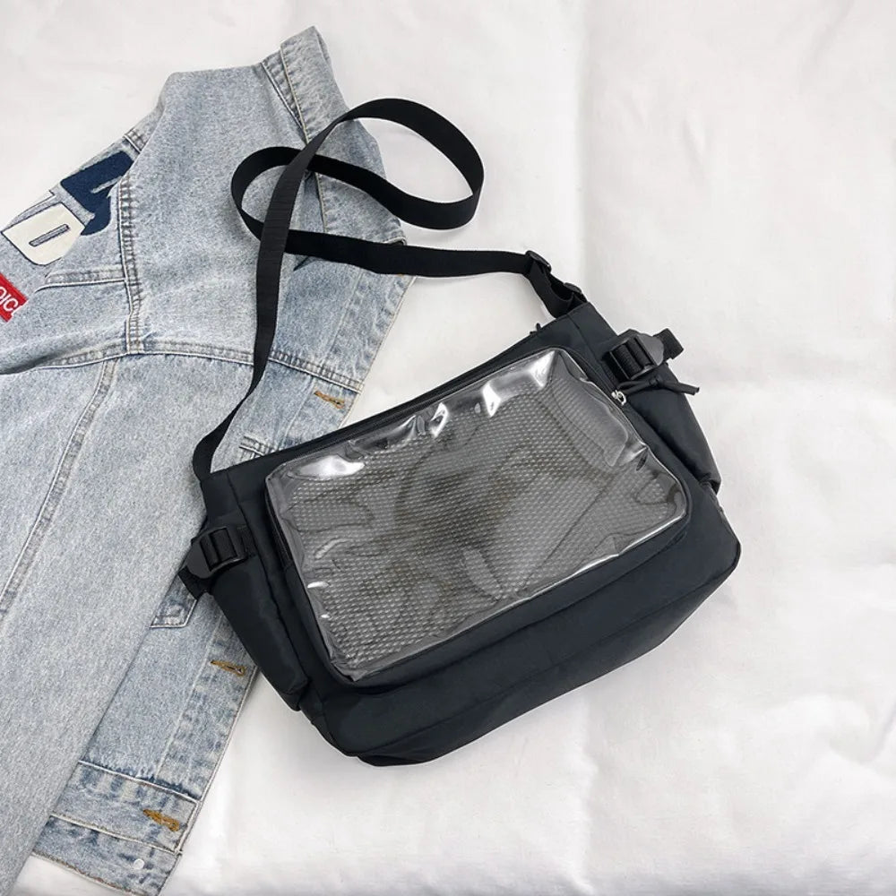 Fashion Transparent Ita Bag Large Capacity College Style Shoulder Bag Canvas Jk Handbag Women Tote Bag College Style