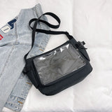 Fashion Transparent Ita Bag Large Capacity College Style Shoulder Bag Canvas Jk Handbag Women Tote Bag College Style