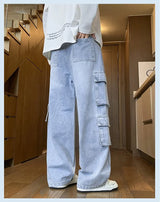 Men's Loose Straight-Leg Multi-Pocket Jeans