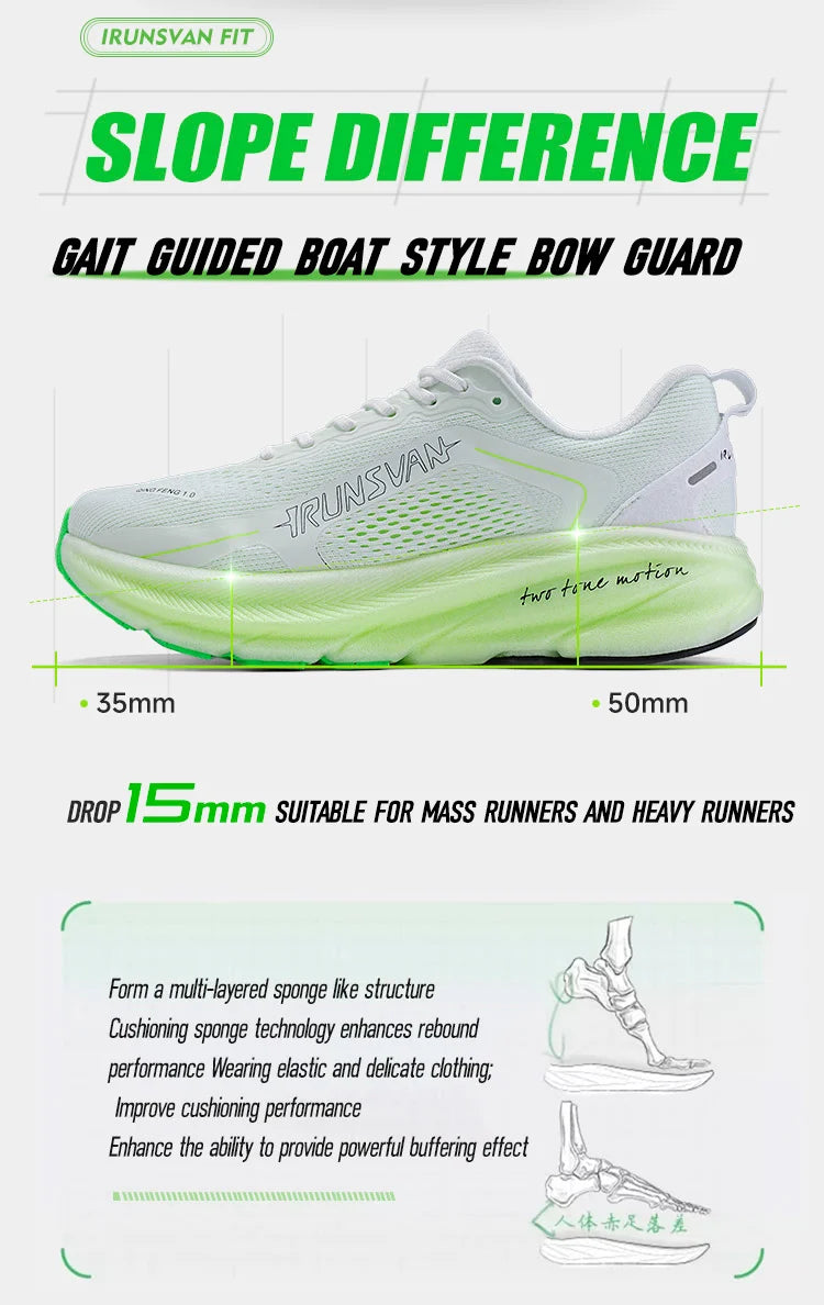 Irunsvan Qfeng1.0 Dual-color Dual-density Carbon Plated Running Shoes Shock-absorbing Lightweight Men's Water-repellent Sports