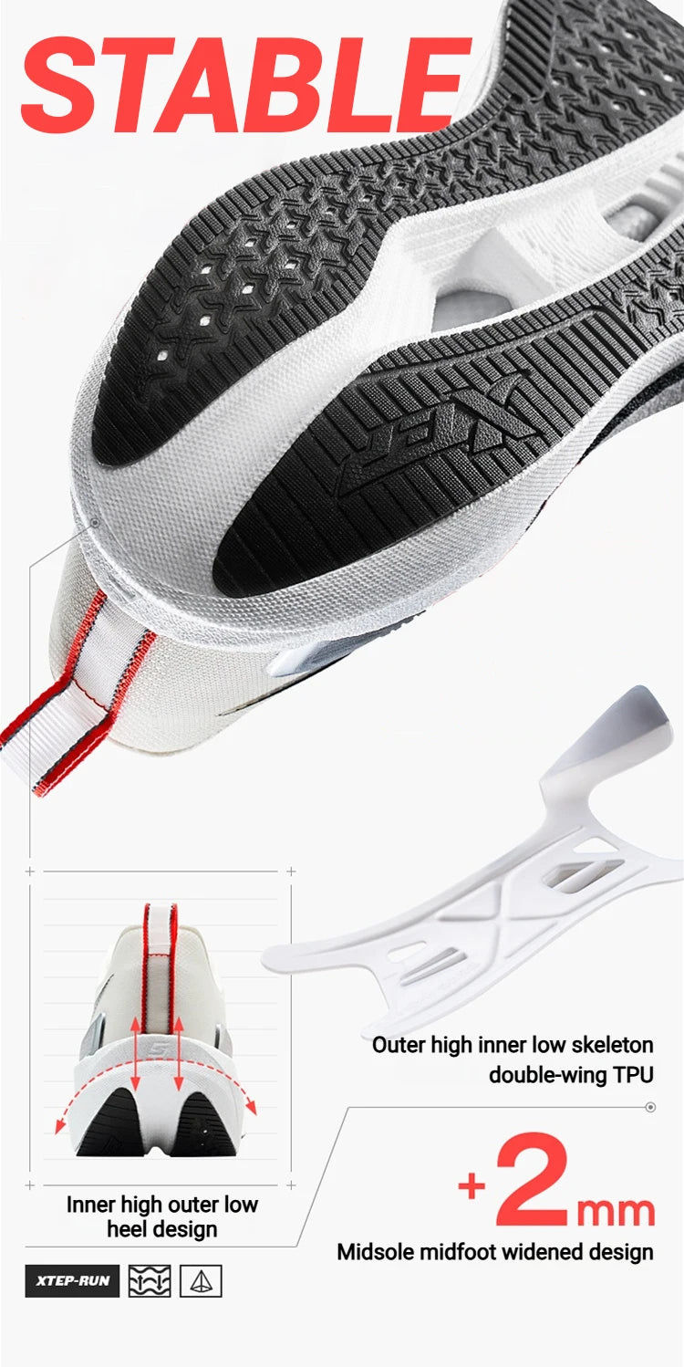 Xtep 2000km 5.0 Running Shoes Soft Marathon Sneakers Cushion Durable Professional Combat Street Lightweight Shoes 874119110023