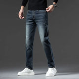 High Quality Brown Winter Jeans Men's Thickened Velvet Warm Elastic Straight Denim Pants Fashion Vintage Korean Plush Trousers