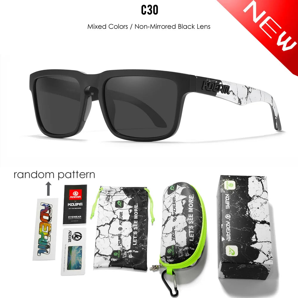 KDEAM All Black Men's Sunglasses Polarized And UV400 Protection Lens Driving Fishing Glasses Mirror With Complete Package