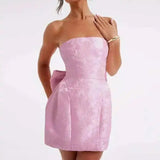 Townlike Women's Elegant Jacquard Backless Mini Dress - USA Made Chic