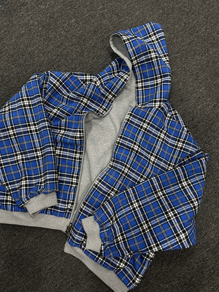 Reversible Plaid Zip-Up Hoodie