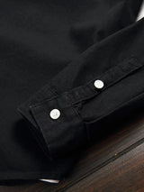 Men's Black Classic Western-Style Long Sleeve Casual Lapel Button Workwear Denim Shirt