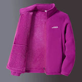 Women's Fleece Zip-Up Jacket with Embroidered Stand Collar