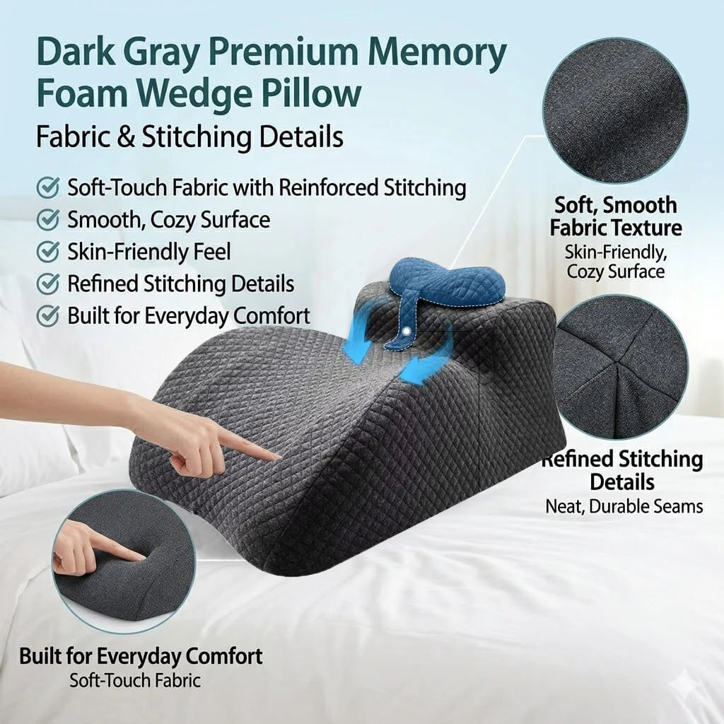 Adult Contoured Memory Foam Hip & Lumbar Support Cushion, Orthopedic Body Lift Pillow for Sitting Up, Flat Lying & Prone Rest