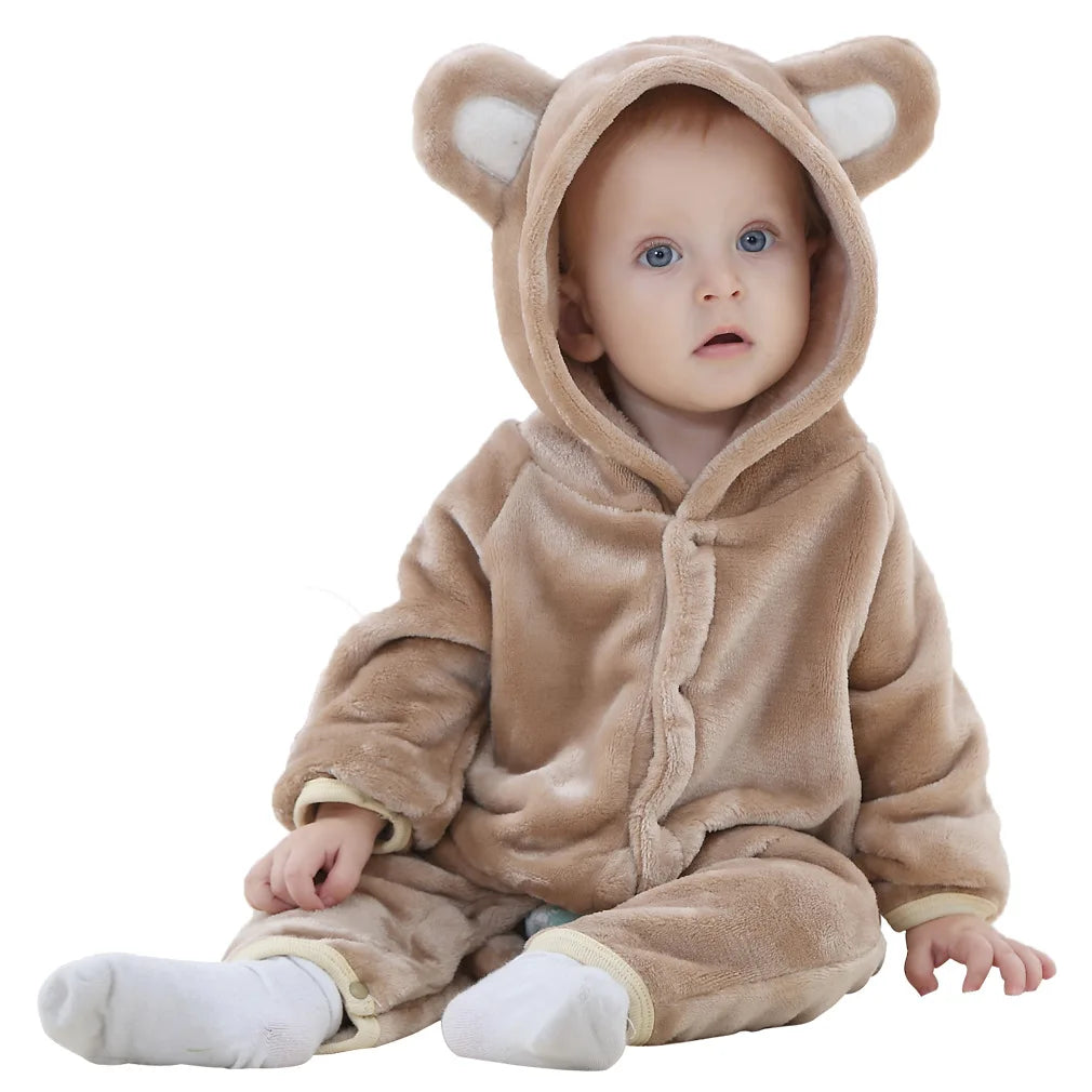 Animal Theme Flannel Baby Romper