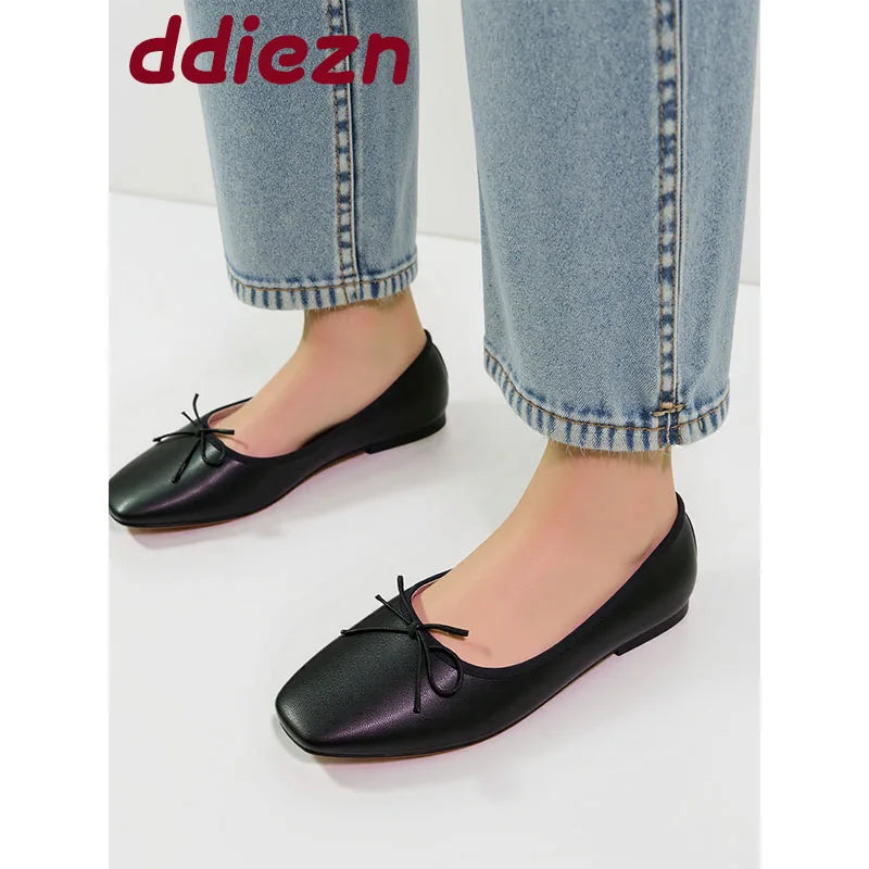 Luxury Butterfly-Knot Footwear Flats With Shoes For Women Female Soft Fashion Shallow Ladies Ballet Flats Slip On Shoes