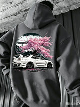 Men's JDM Car & Cherry Blossom Fleece Hoodie