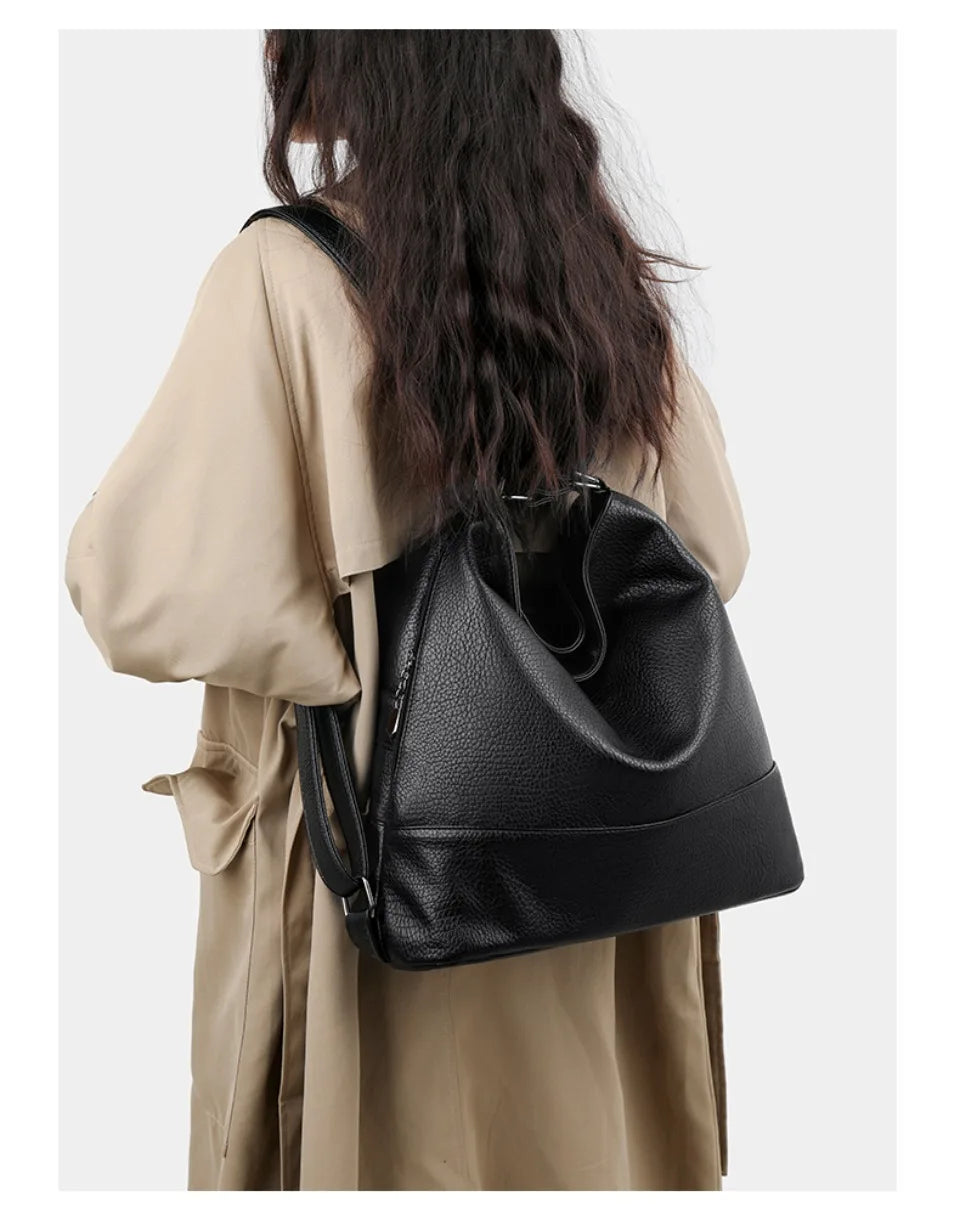 Top Quality Leather Backpack Women Bagpack Female Large Capacityf or Commute Travel School Backpack Shoulder Bags for Women Sac