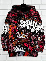 European and American Men's Autumn Gothic Letter Graffiti Print Soft and Comfortable Hooded Sweatshirt Outdoor Street Top